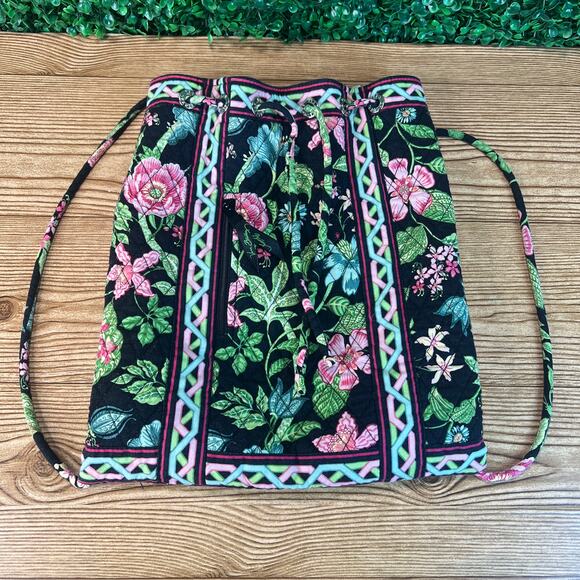 Vera Bradley Botanica Retired Backsack Drawstring Backpack - Picture 1 of 9